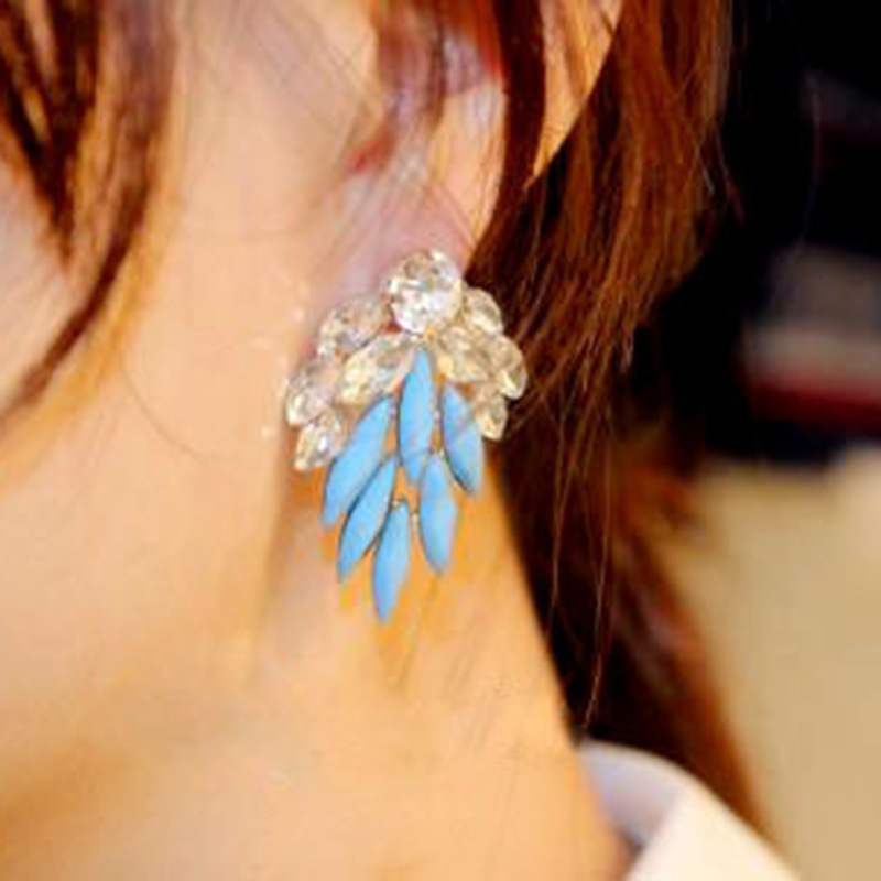 Fashion Vintage Color Flower Crystal Gem Earrings Wholesale Nihaojewelry display picture 2