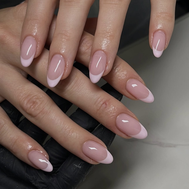 New Style Manicure Wearable Nails, French Light Pink Simple Wearable Nail Pieces, Finished Short Almond Nails, Fake Nails Wholesale New Style Manicure Wearable Nails, French Light Pink Simple Wearable Nail Pieces, Finished Short Almond Nails, Fake Nails Wholesale