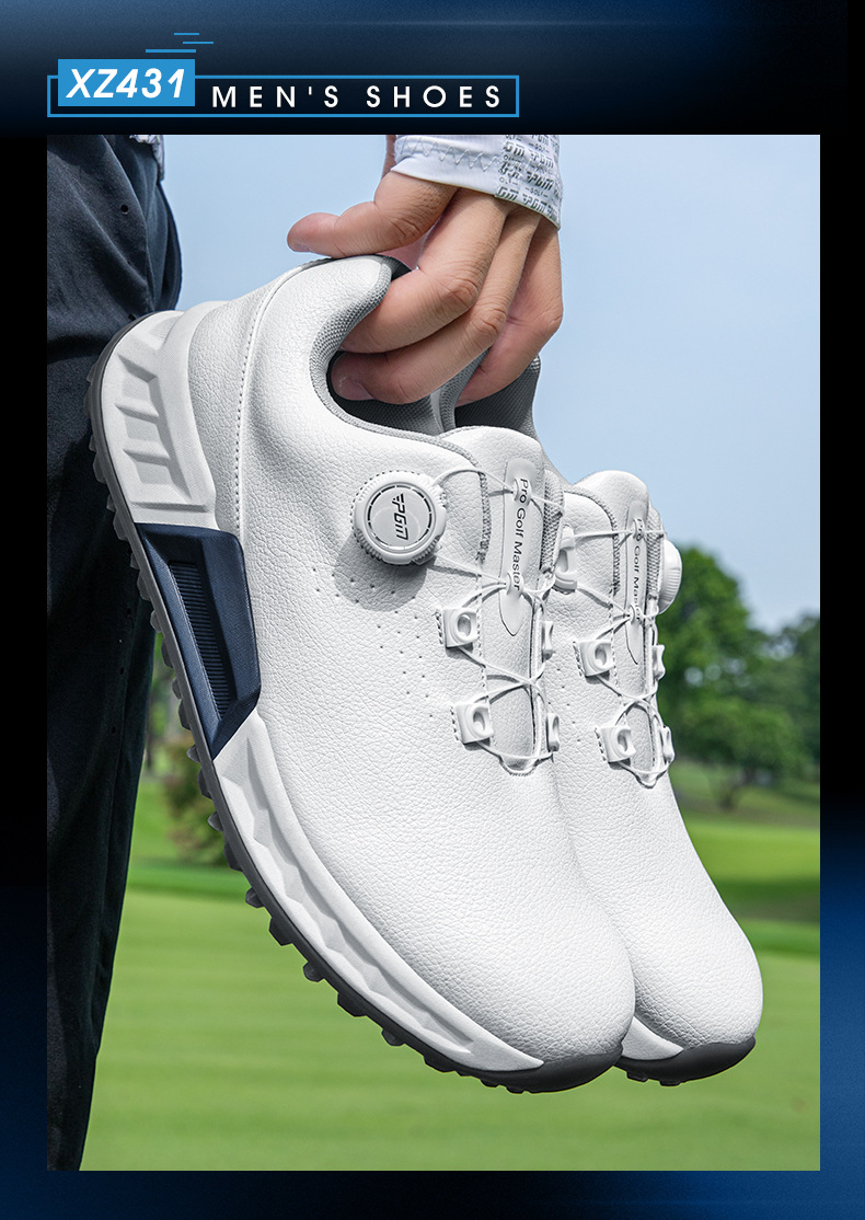 Giày golf nam PGM đế EVA cao 30mm, thấm hút, xỏ dây núm xoay — Trắng xanh-XZ431 chi tiết 9