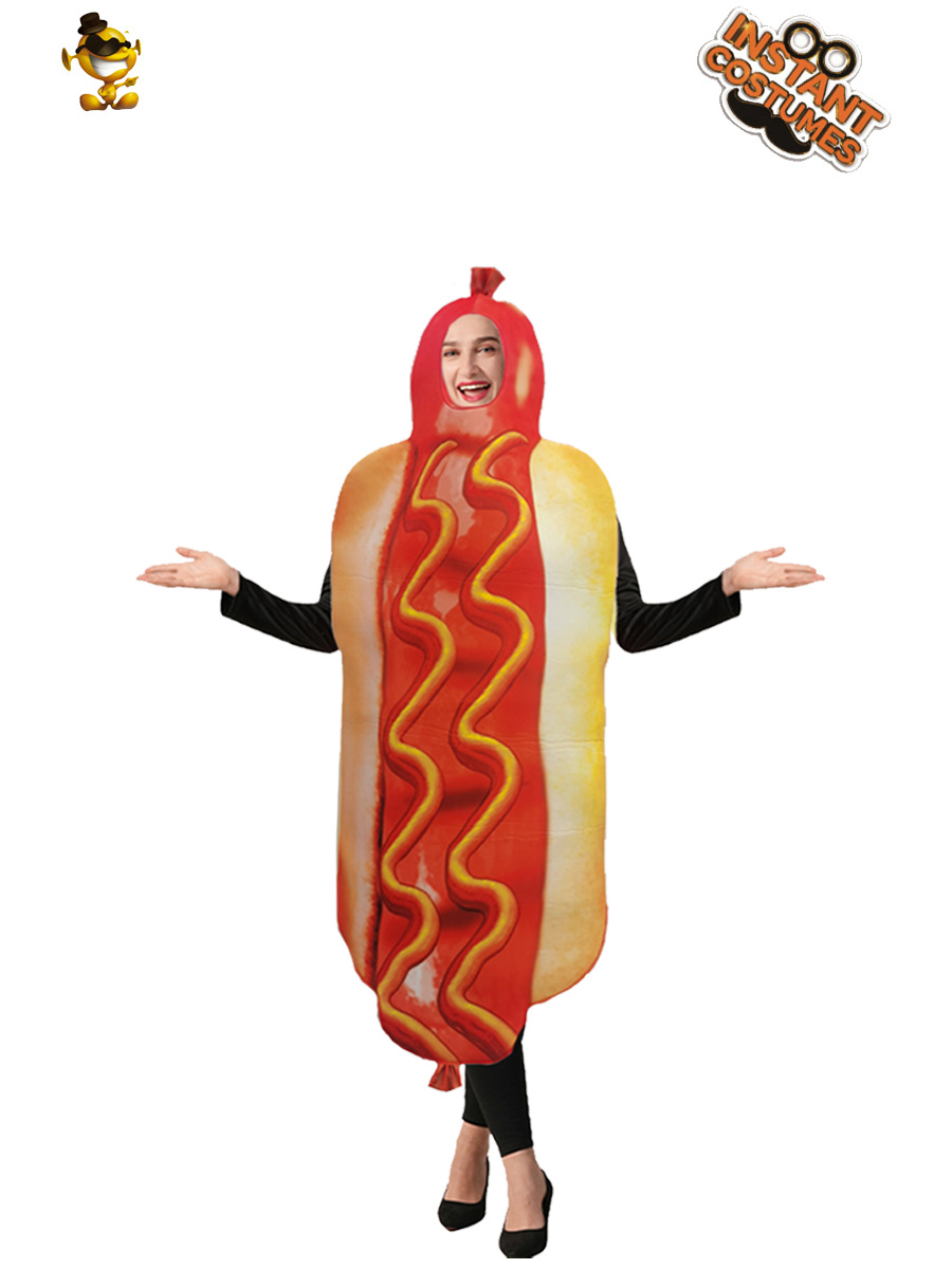 Halloween cross-border perros calientes adultos divertidos camiseta perros calientes vestuario cosplay vestuario espectáculo de escenario vestuario