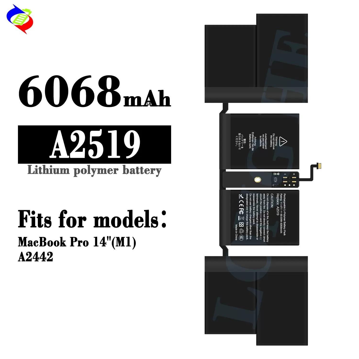 适用于苹果MacBook Pro 14''(M1)/A2442笔记本电池A2519批发现货