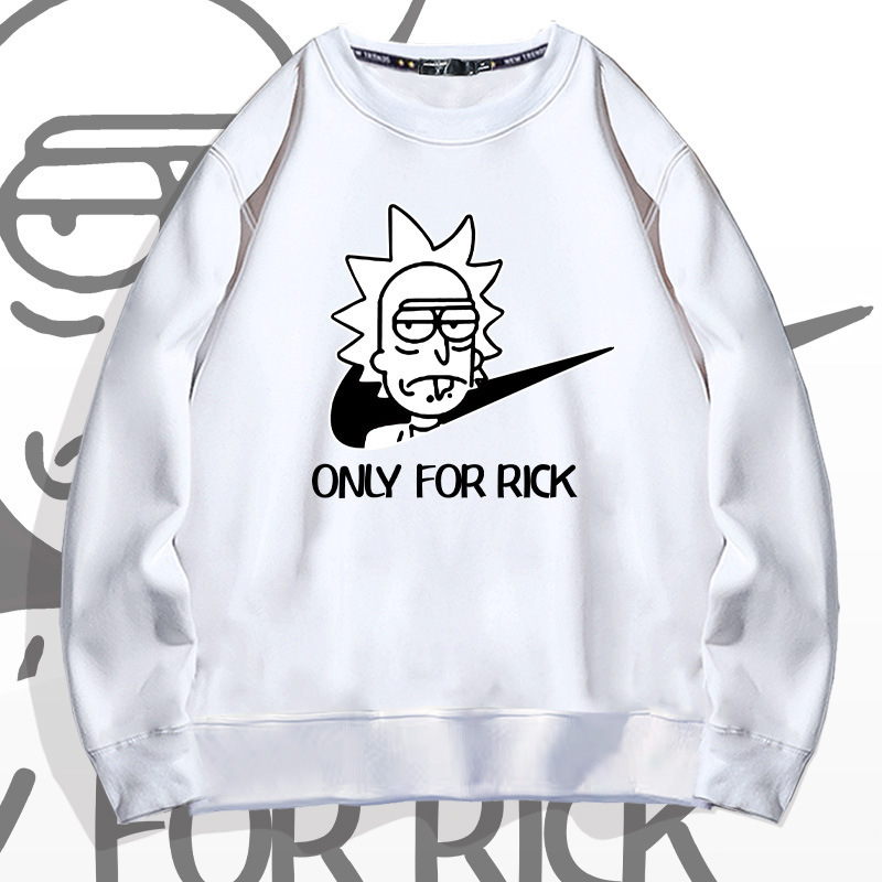 RICK RICK joint-name round neck pullover sweater men's and women's spring and autumn student youth fashion brand loose off-shoulder long sleeve coat