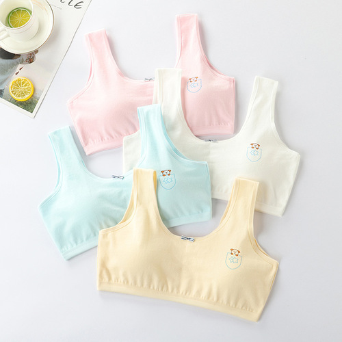 Girls underwear girls underwear development period 10-16 years old small vest cotton junior high school student anti-exposure bra double layer cotton
