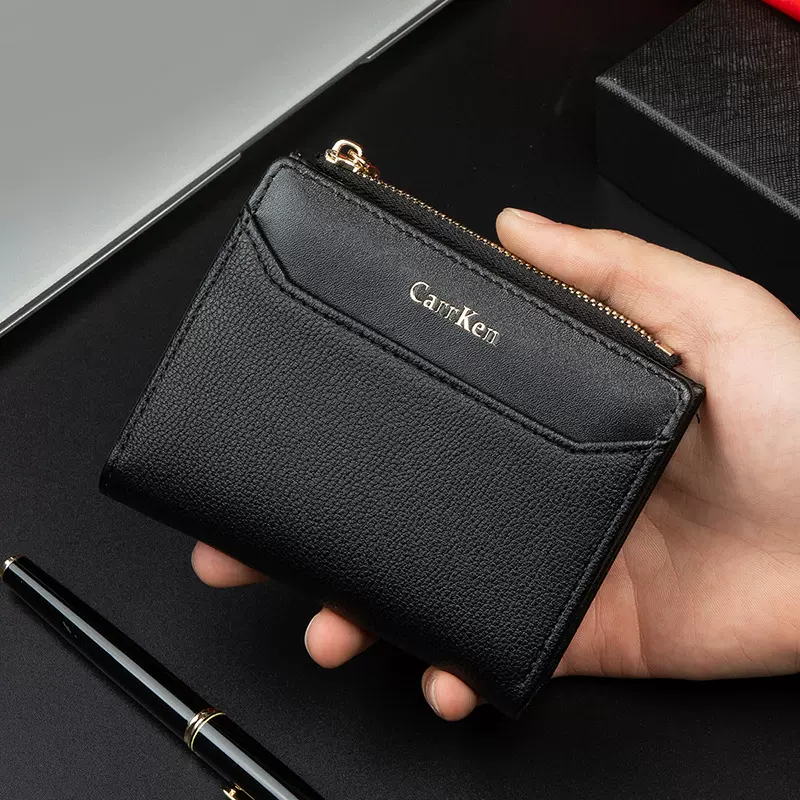 2025男士新款钱包时尚短款拉链零钱包敞口钱夹女士多卡位卡包批发