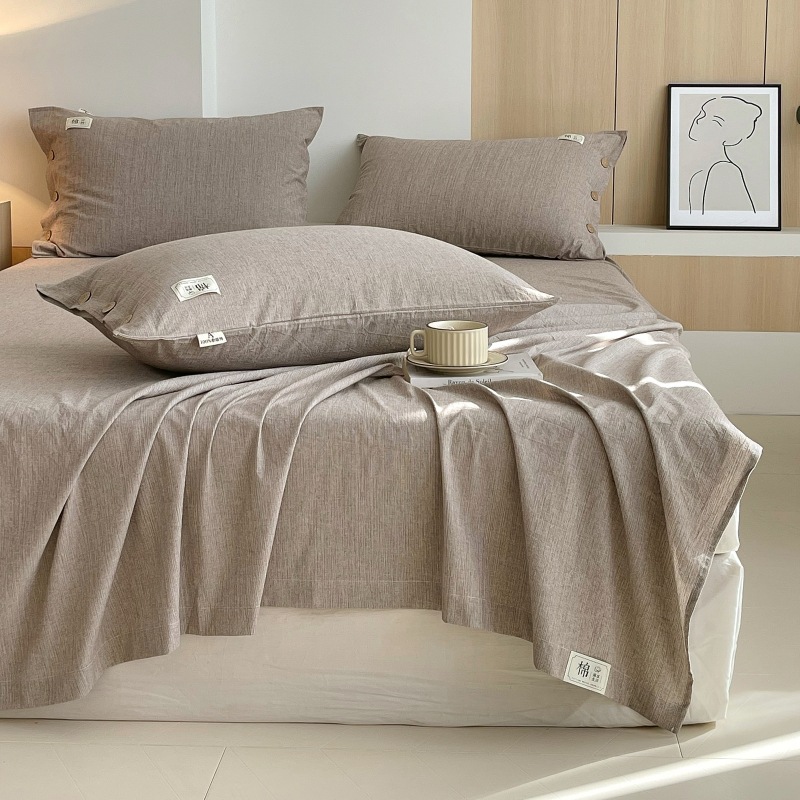 Una sábana de algodón lavado de algodón puro de una sola pieza 100 algodón engrosado Funda de almohada para dormitorio individual Juego de tres piezas 3 Four Seasons Universal