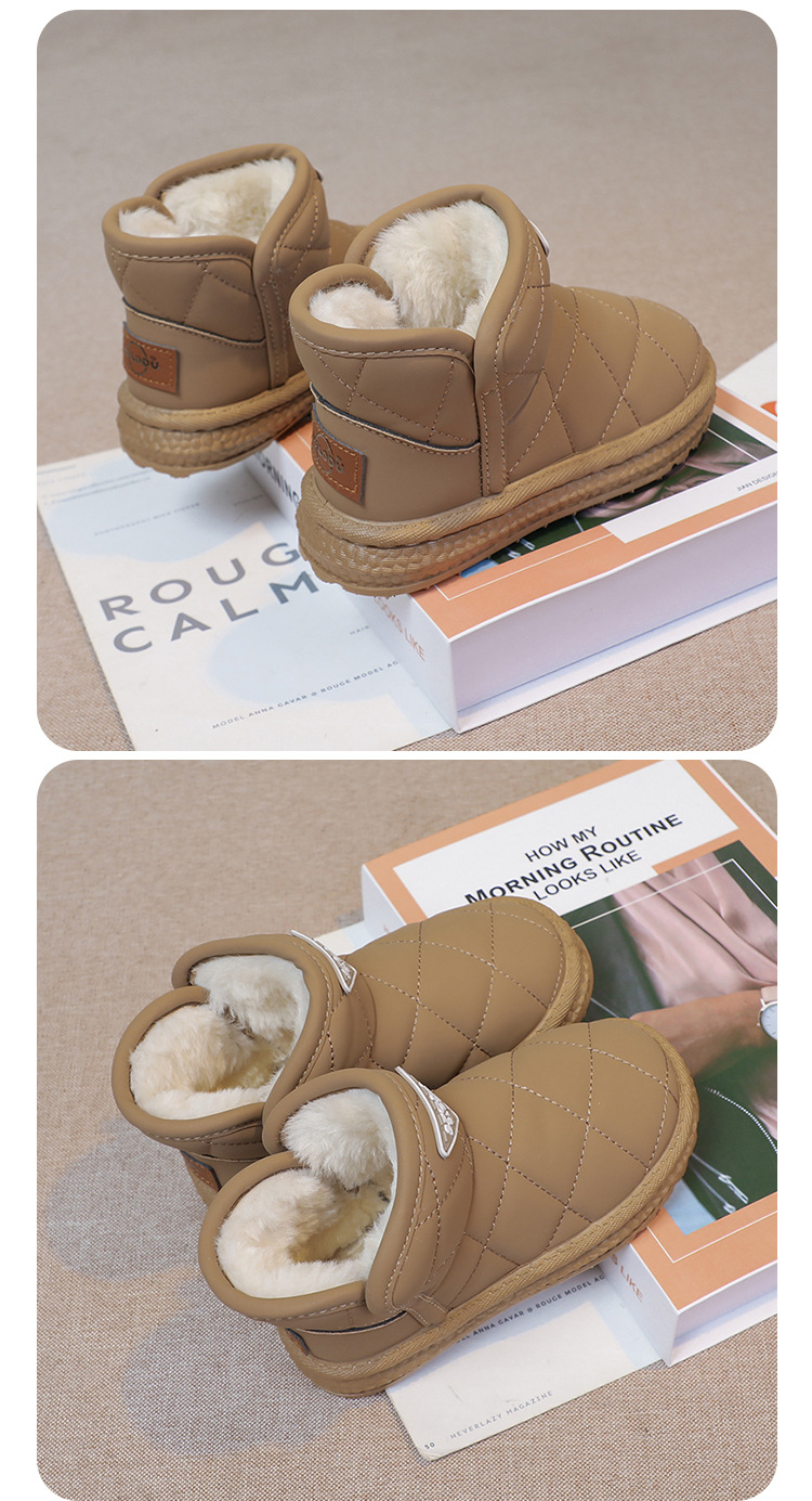 Kinder Mädchen Schuhe, warme 2024 Winter neue Schneestiefel, mittlere und große Kinder Plüsch dicke Baumwolle kurze Stiefel_voghion.com