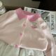 Korean children's clothing 2025 new spring girls polo collar sweater children's white lace culottes two-piece fashion