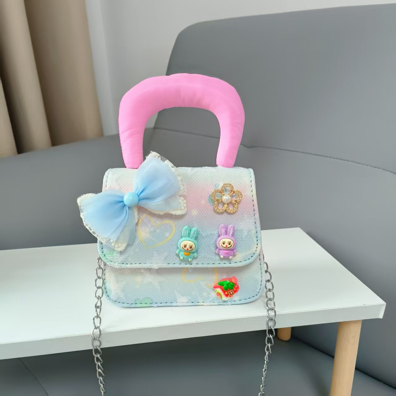Bolso de princesa de arco de Año Nuevo para niños bolso de Año Nuevo bolso de hombro de dibujos animados cadena pequeña bolsa de accesorios de viento fragante