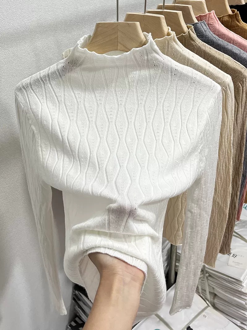 商品详情图_欧货半高领针织衫女秋冬2022新款洋气缕空修身内