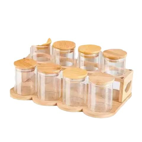 Tablero de bambú estante de especias de cocina gran material botella de condimento estante de almacenamiento madera sólida tres capas lata de sellado botella de vidrio estante de acabado