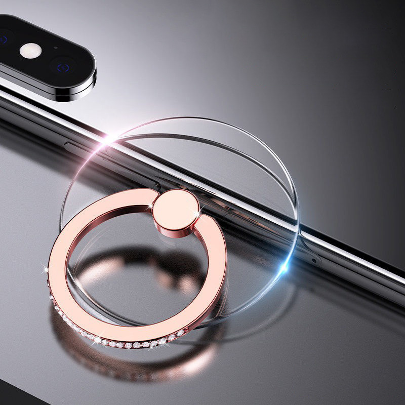 Diamond-Encrusted Transparent Ring Holder Diamond-Encrusted Gold Ring Holder Anti-Fall Pc Transparent Acrylic Mobile Phone Ring Holder