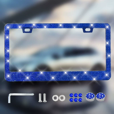 Plate Frames – License plate holder/license plate holder - square-hole-sharp-corners-wide-edge-single-piece-blue