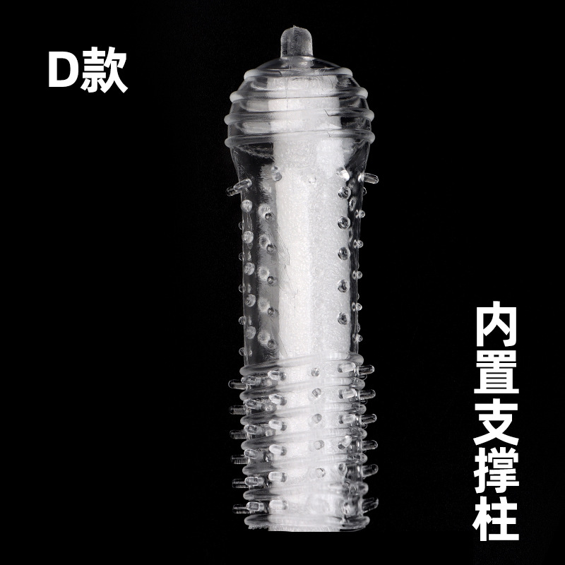 Textured TPE Condom Sleeve with Large Spikes, Transparent Reusable Intimate Stimulation Cover — detail image 20