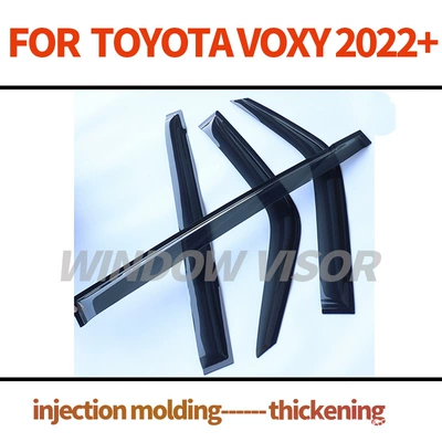 For Toyota TOYOTA Voxy R90 Window visors Window Sunny Rain Shield Sun Visor Rain Eyebrow (Rain shield) - injection-molding-and-thickening-30mm-original-car-made-black-tea-translucent-voxy-r90-2022-original-style-without-bright-strip-rain-shield