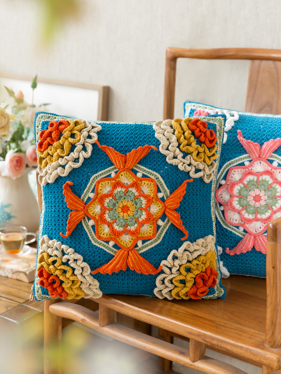 苏苏姐家花开锦鲤抱枕套手工DIY编织钩针毛线团自制材料包