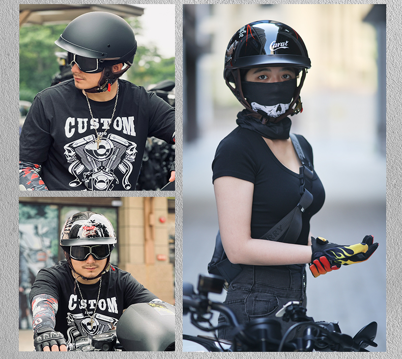 Cruise Motorcycle Half Helmet Retro Winter Men's Women's Motorbike Helmet