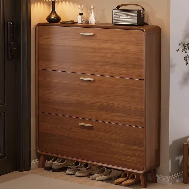2025 nuevo gabinete de zapatos de madera sólida puerta de entrada doméstica muy estrecha cabina de pared gabinete de almacenamiento rack de zapatos