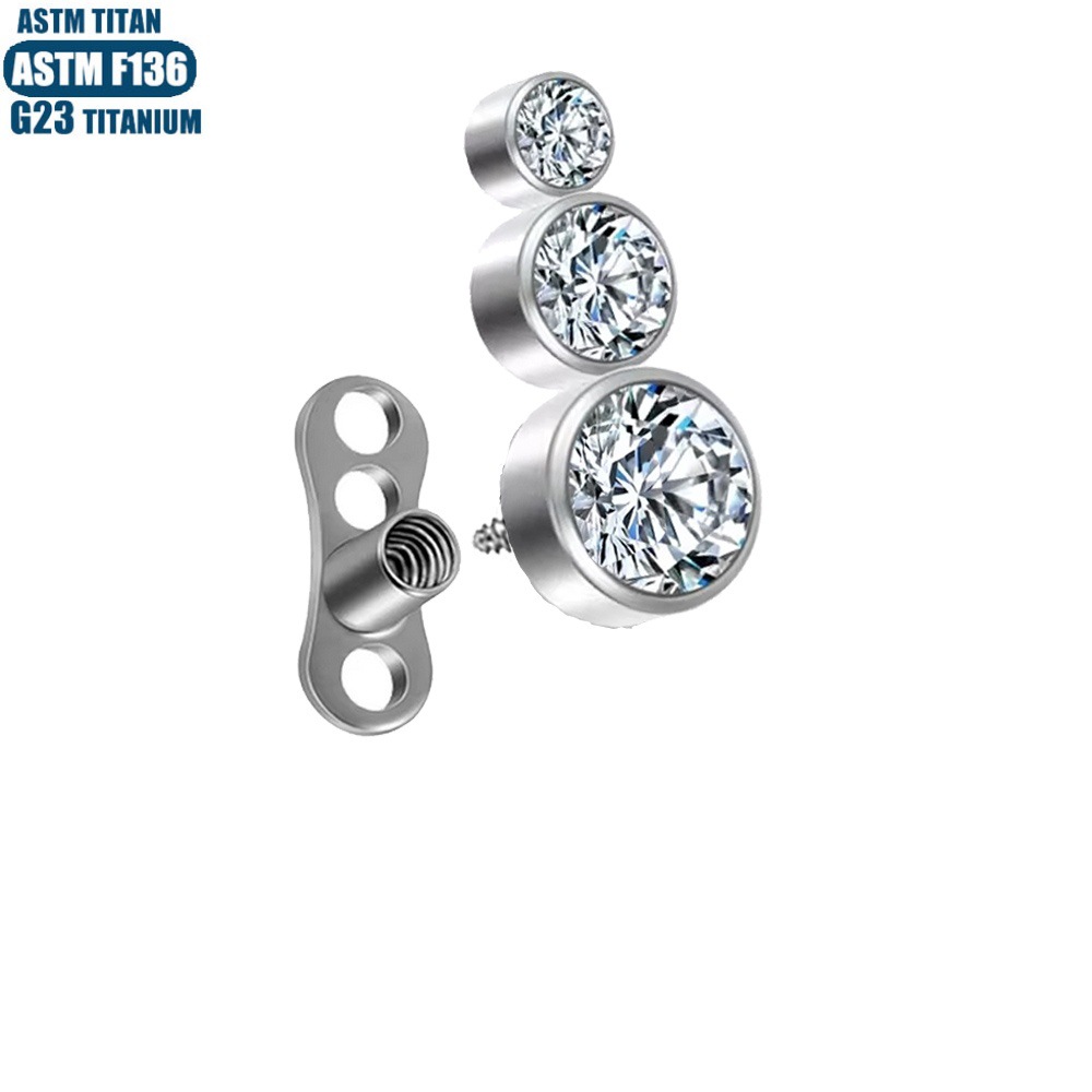 Silver pointed spike labret stud material detail