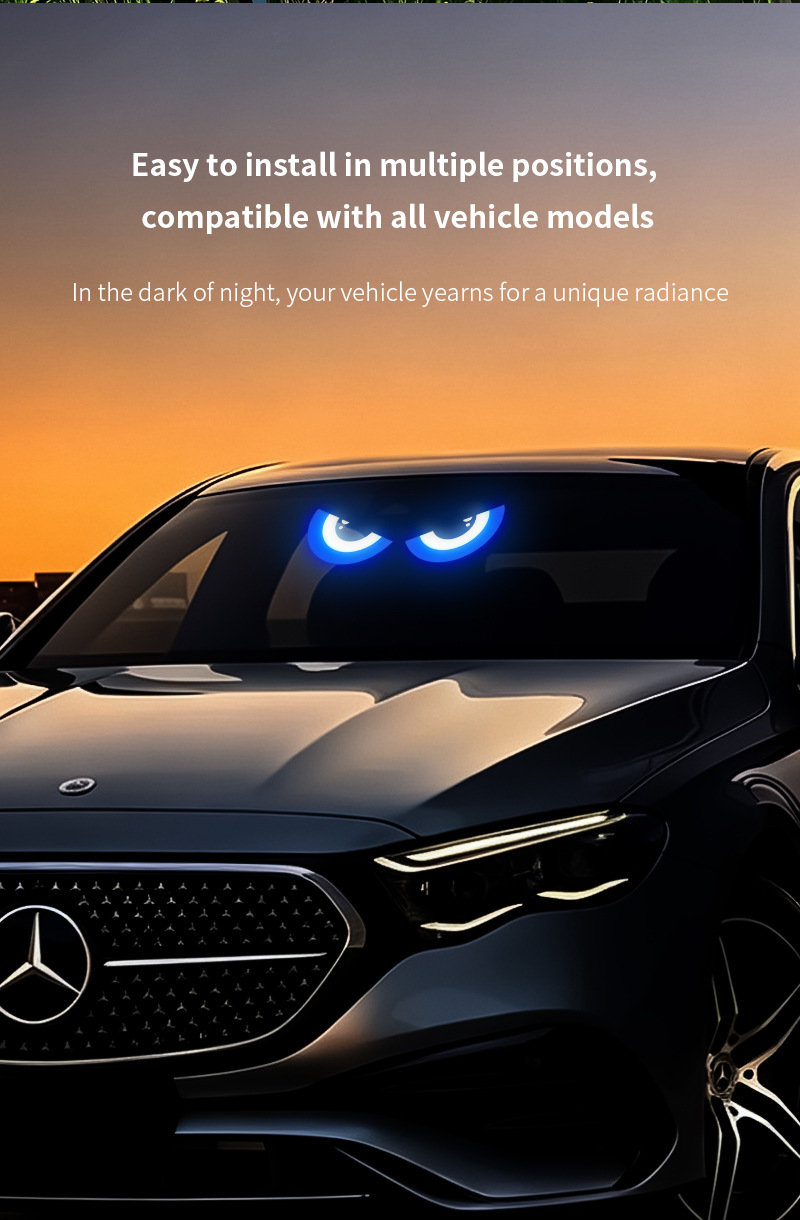 Cross-Border Solar-Powered Car Dynamic Devil's Eye New Led Expression Light Warning Light Car-Mounted Suction Cup Eye Light