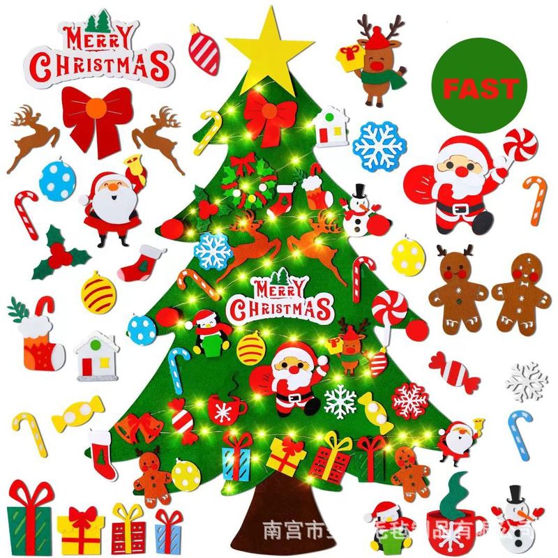 新款毛毡圣诞树挂件儿童手工益智diy圣诞节装饰无纺布立体圣诞树|undefined