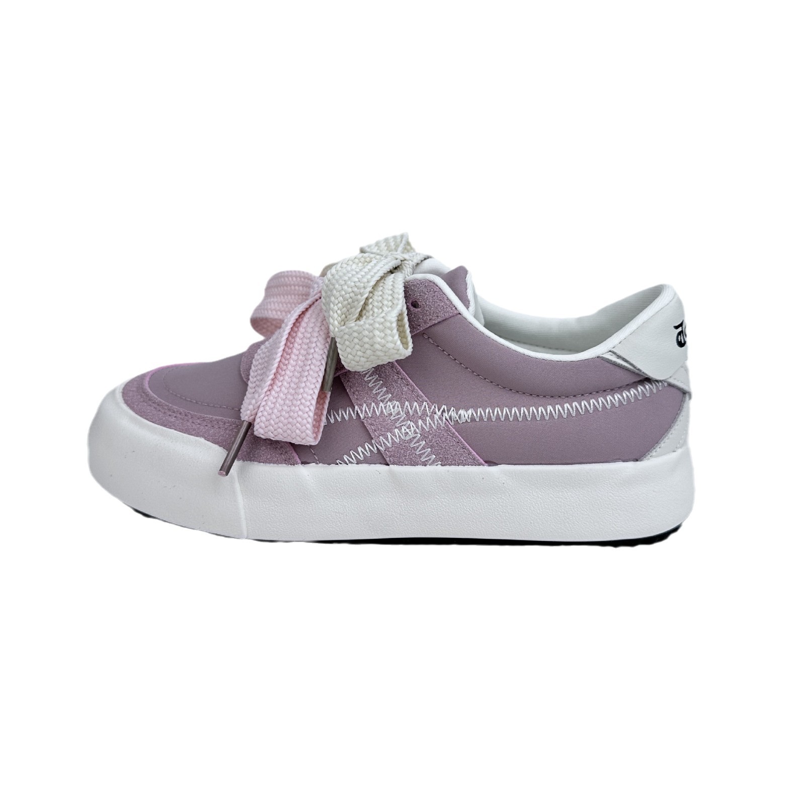 Nicho americano Zapatos de cuero en polvo de cuero compuesto universal mujeres in tide 2025 primavera nuevos zapatos de lona casuales suela gruesa 6604