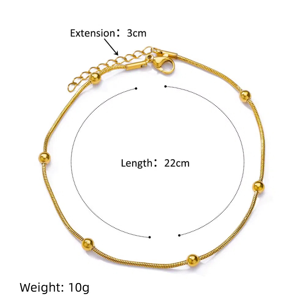 1 Piece Simple Style Conch Eye Shell 304 Stainless Steel Artificial Pearl Waterproof Non Tarnish PVD Coated Real Gold Plated Women's Anklet display picture 7