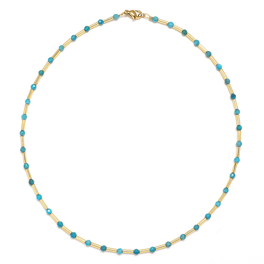 Color Block Pattern Vintage Style Color Block Natural Stone Necklace In Bulk