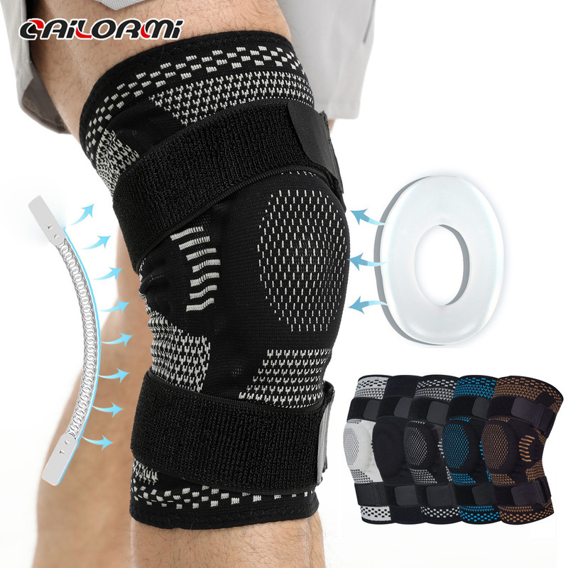 Sports Knee Pads for Men, Silicone Knee Protection, Running Fitness, Basketball, Skipping Rope, Knee Pads, Warm Leg Pads, Patella Belt Customization