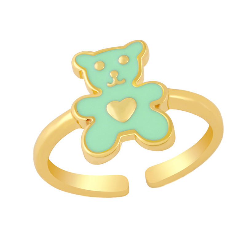 Cute Heart Bear Ring Europe And America Cross Border New Ins Style Colorful Oil Necklace Ring Girly Style Jewelry Rim58 display picture 5