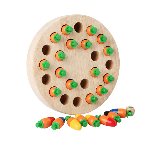 Children's enlightenment early education educational toys focus parent-child interaction mushroom pulling carrot game chess wooden memory chess