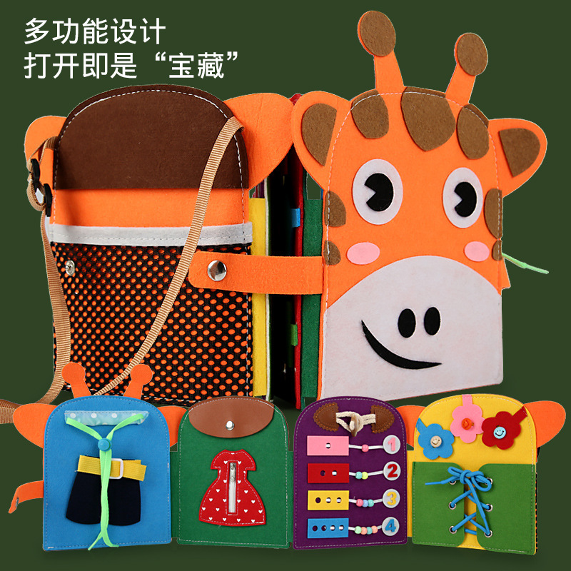 Nuevo tablero de aprendizaje de fieltro para niños educación temprana multifuncional girafa fieltro tablero ocupado forma cognitiva juguete de acertijo