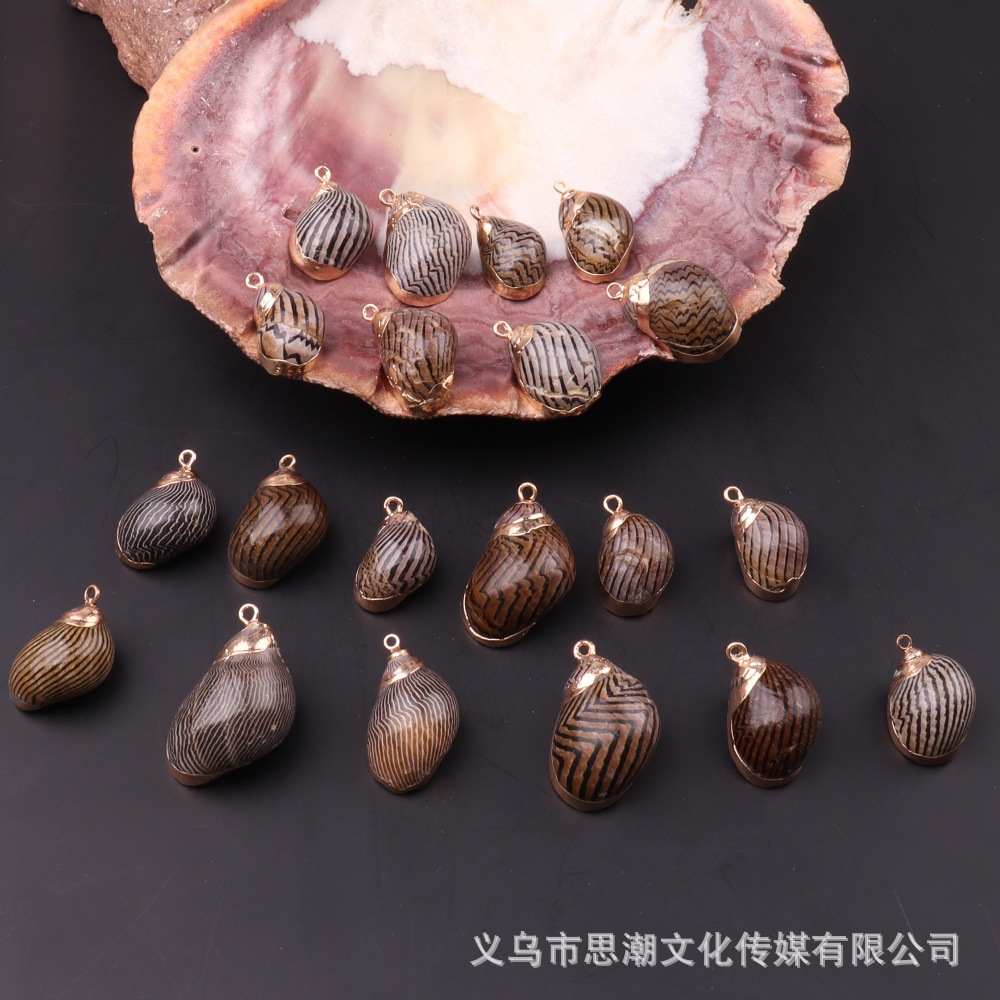 Gold-Plated Edges, Various Styles of Natural Shell Pendant Bracelets, Small Conch Semi-Finished DIY Accessory Materials
