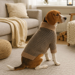跨境新款秋冬宠物服装衣服 简约绞花纯色高领狗毛衣 猫狗宠物毛衣