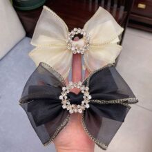 2022年网红新款超闪网纱镶钻质感发夹少女后脑勺顶夹精品店发饰