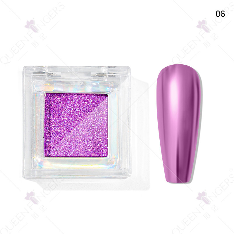 Nuevo brillo de uñas color sólido espejo mágico polvo cuadrado caja brillo láser polvo de titanio polvo de oro polvo de hadas polvo de sombra de ojos en polvo