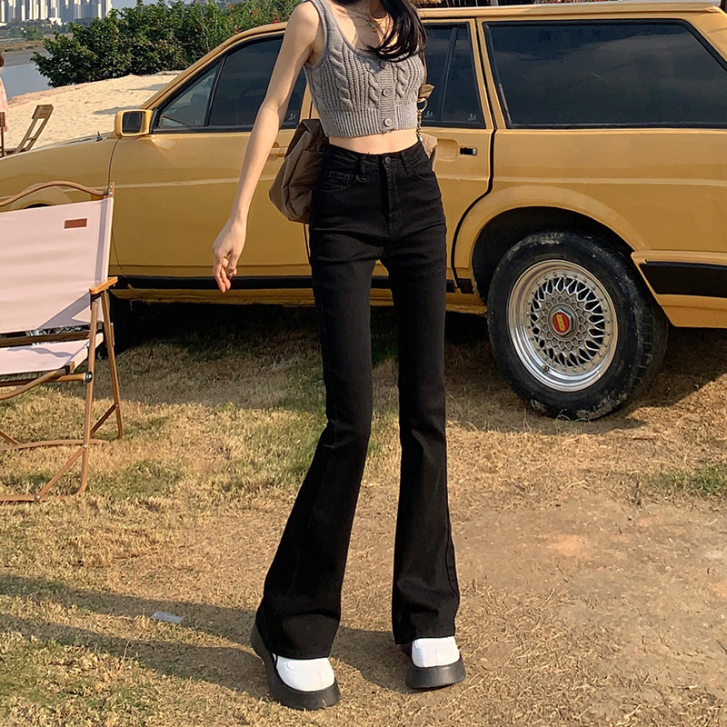 Flared Jeans for Women, Spring/Summer 2026 New Style, High-Waisted, Slimming, Petite, Black Bootcut Pants Flared Jeans for Women, Spring/Summer 2026 New Style, High-Waisted, Slimming, Petite, Black Bootcut Pants