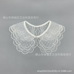 年齢を減らす子供の襟の偽の襟の2層の欧根の紗の刺繍は襟の春夏の外でスカートを配合して小さいマントの韓国を飾ります。