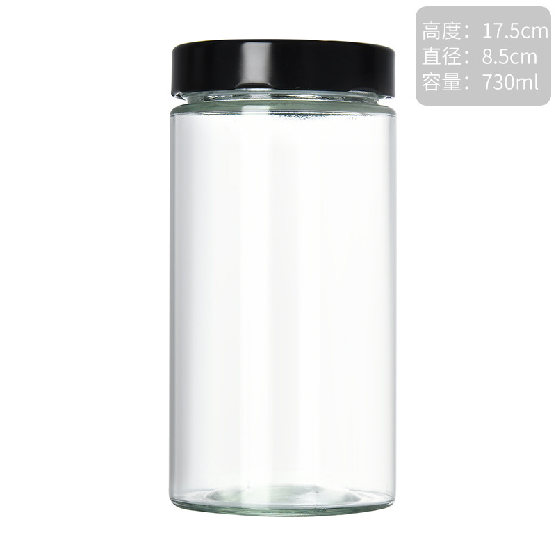丸型高蓋透明ガラスピクルスボトルハニー黄桃缶詰ボトルシールペーストチリソースボトルジャムボトル|undefined