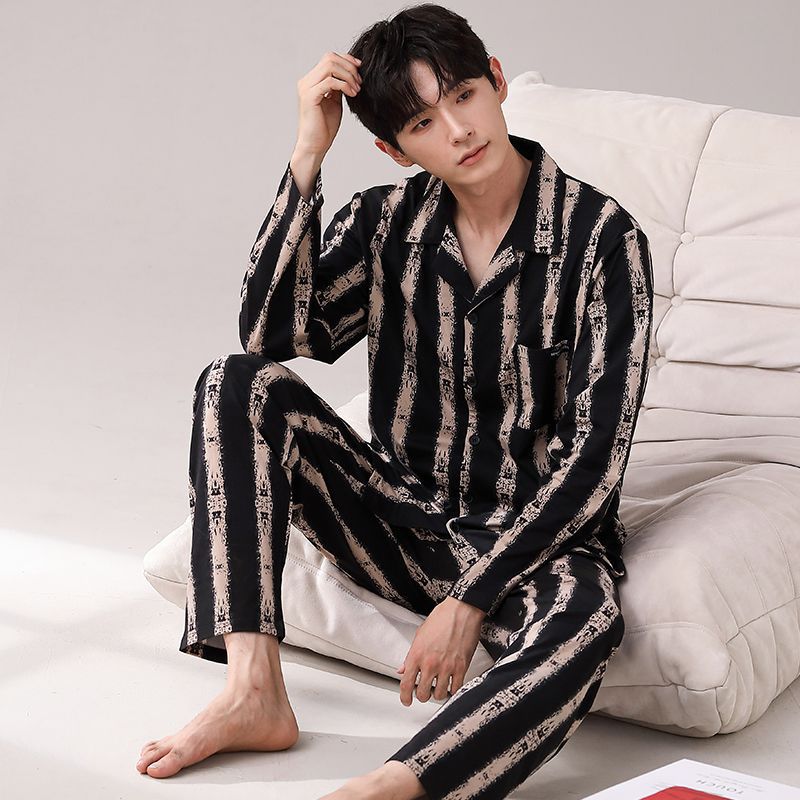 Pijamas de los hombres Primavera y Otoño Invierno 100% algodón de manga larga pantalones delgados más tamaño desgaste de alto nivel de los hombres de verano ropa de casa