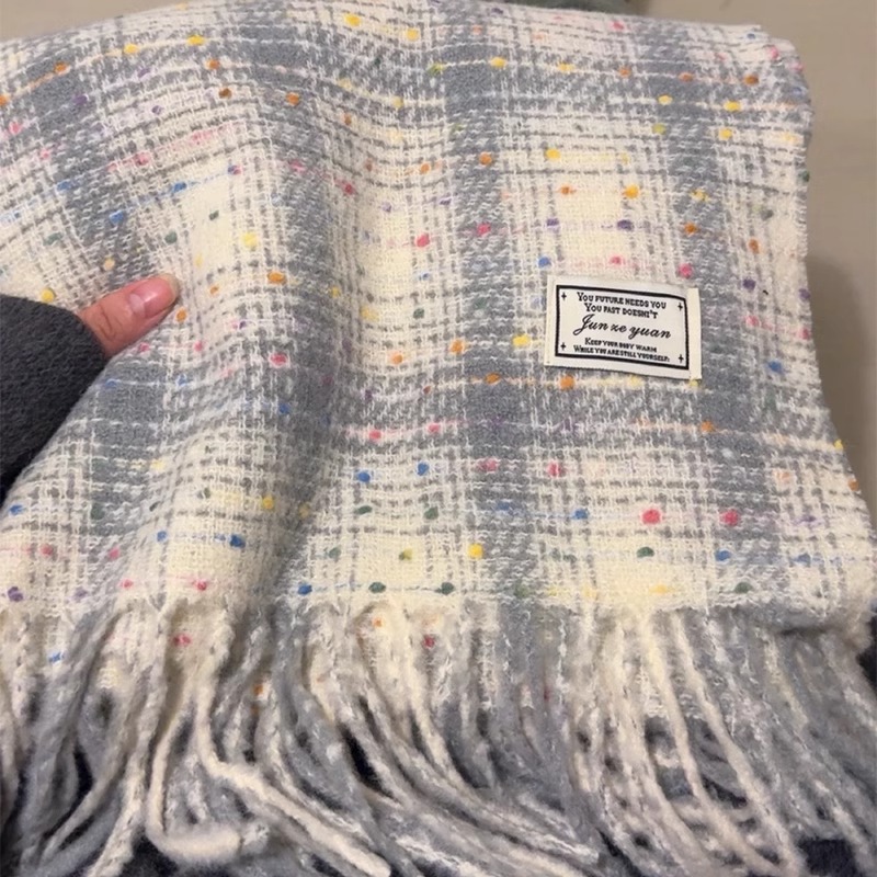 Xiaohongshu style full galaxy plaid for women in autumn winter, soft and warm, versatile scarf_viptrois.com