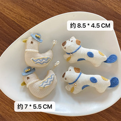 韩国东大门蓝色刺绣小鸟小狗服装辅料配件批发diy饰品包手工配饰