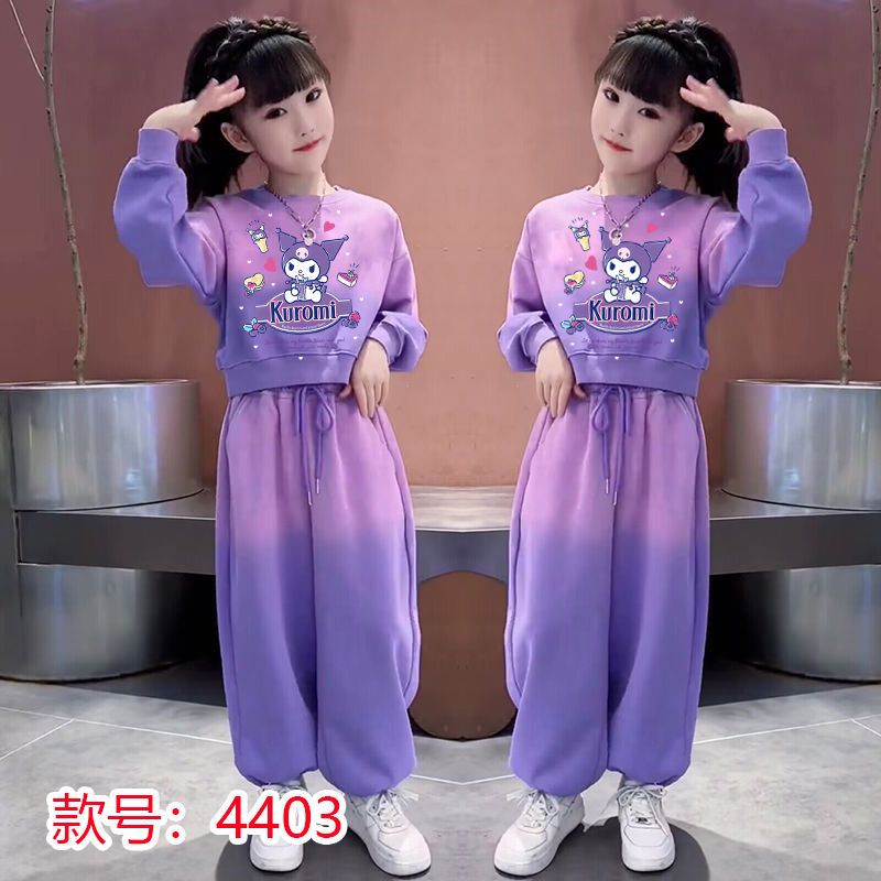 Girls Gradient Sweatshirt Suit 2025 Spring, Autumn and Winter New Spring and Autumn Style Sportswear Kidsren's Internet Celebrity Two-Piece Set