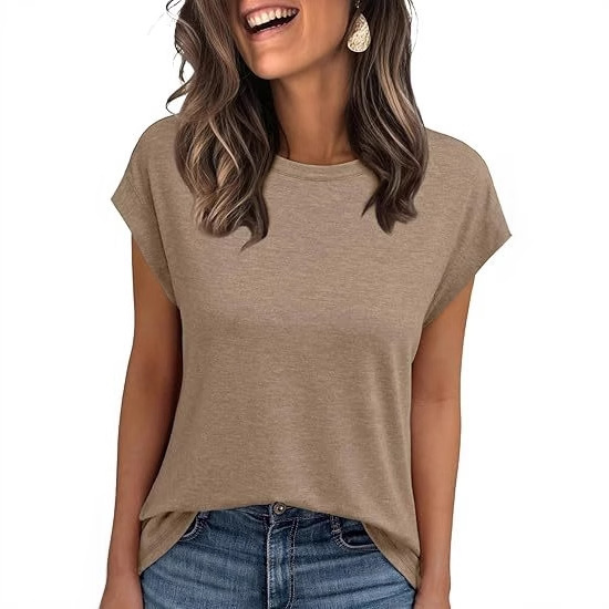 Spot Delivery 2025 Amazon New Women's Clothing European and American Cross-Border Women's Summer Fashion Casual T-Shirt Tops