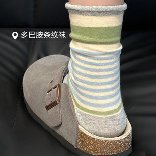 Striped socks for children with Birkenstock shoes spring and autumn mid-length socks cotton socks boneless baby socks autumn and winter stockings piled socks