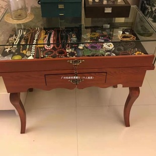 Solid Wood Jewelry Display Cabinet Jade Jade Antique Bracelet Watch Jewelry Counter Souvenir Glass Display Cabinet