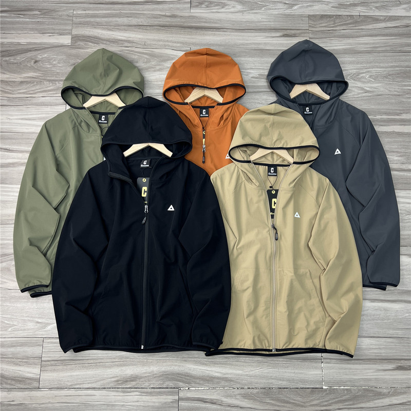 Foreign Trade Customized Quick-Drying Breathable Air-Spun Fabric Men's and Women's Thin Outdoor Soft Shell Loose Hooded Jacket Foreign Trade Customized Quick-Drying Breathable Air-Spun Fabric Men's and Women's Thin Outdoor Soft Shell Loose Hooded Jacket