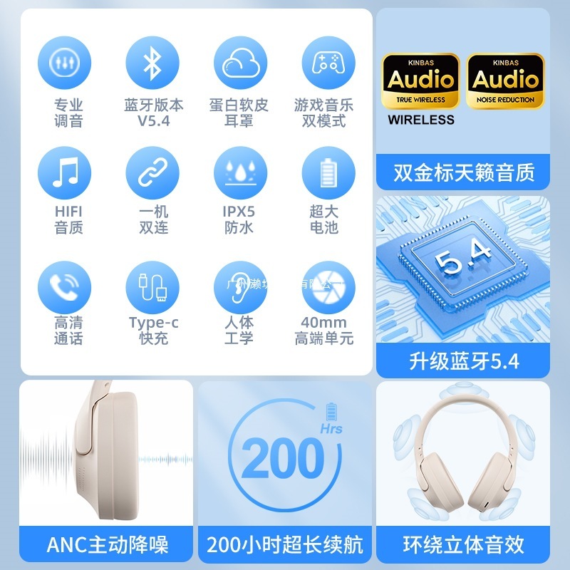 ANC主动降噪200小时续航无线蓝牙耳机头戴式游戏电脑电竞耳麦有线|undefined