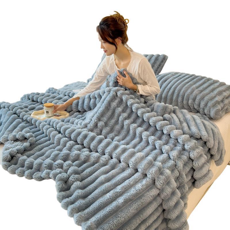 Mantras de peluche de conejo de invierno de oficina siesta mantas de sofá mantas de coral sábanas de aire acondicionado mantas al por mayor