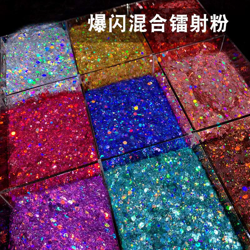 Блестящая пудра с пайетками, смешанная лазерная фантомная мелкая пудра, шестигранная текучая пудра, пудра из конопли и лука, кристальный клей, текучий песок, дропшиппинг