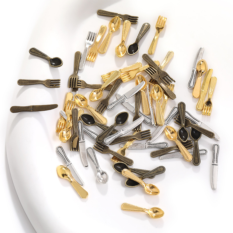 Wholesale retro mini daily necessities knife fork DIY alloy jewelry accessories A800162 5